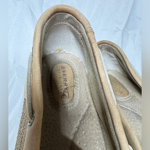 Sperry Topsider Angelfish Varsity Boat Linen Oat Leather Shoes Size 8 - Picture 6 of 12